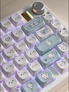 URE Cat Paradise Keycaps PBT MAO Profile Keycap Side Print Shine Through Keycap For MX Mechanical Keyboard 64 78 84 87 96 98 104