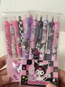 LAKOE Pulpen Gel Mekanik Sanrio Pen Gel Ktcat Kuromi 6pcs/Set