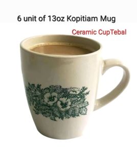 Kopitiam Hainan Coffee Cup Mug 12oz/350ml Set Traditional Ceramic White Coffee Cup Classic Cawan Kopi Tebal Tahan Panas Old Vintage Asoga 海南杯