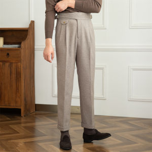 Waist-High Straight Leg Warm Mens Trousers
