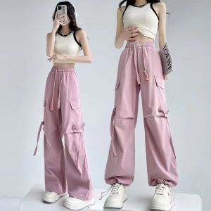 Cool Straight Leg Wide Leg Pants Womens Workwear Trousers Hip Hop 2025 for Junior High School Students Stylish Multi-Pocket