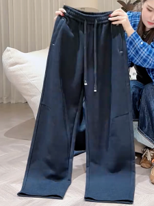 High Waist Straight Leg Pants Womens Loose Tummy Covering Fashionable Autumn New Style Loose Fit High Waist Cargo Trousers