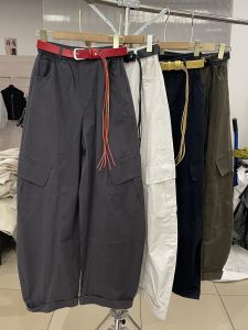 Washed Cotton Workwear Wide Leg Pants Womens Casual Trousers Floor Length Draping Style Autumn Fashion High Waist Loose Fit