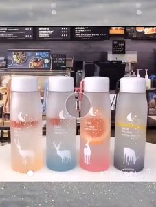 560ml Korean Colorful Gradient Moon Deer Water Bottles BPA-Free Leak-Proof New Design Drinkware