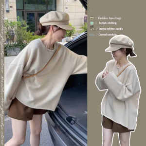 Lazy Style Women Spring Summer Clothing Set Sleeve Long Sweater and Slim Fit Shorts
