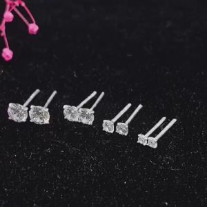 Khuyên tai bạc nữ xi bạch kim nụ đá tròn chuôi đẩy size từ 2 - 8mm Bông tai bạc nam 4 chấu mạ vàng trắng đẹp Hoa tai bạc thật 950 xi kim – KIM LỘC PHÁT B4CD