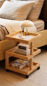 Bamboo Side Table Movable Coffee Table for Bedroom & Living Room Mini Corner Table Next to the Sofa