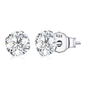 BAMOER HOT SALE Basic Wedding Stud Earrings Silver 925 Clear Cubic Zirconia Women Statement Jewelry BSE166 - Lazada