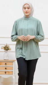 AMENA BLOUSE KEMEJA Wanita Terbaru-Inara Blouse Linen kemeja wanita basic