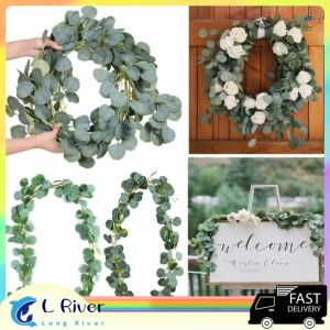 【Fast delivery】2m Eucalyptus Vine Artificial Leaves Rattan Wedding Garland Home Decor Party Wall Decor Artificial Plants Eucalyptus Tengle Willow Leaf Vine Hanging Greenery Decor Ivy Leaves
