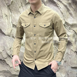 Retro Workwear Series Imported Plaid Texture Fabric Autumn Mens Collared Casual Long Sleeve Shirt Outdoor Style Cotton Blend