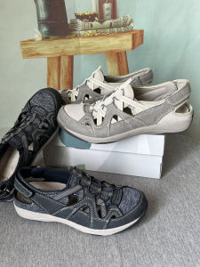 Casual Womens Sandals 39-44 Size Range Magic Sole Buffer Shock Absorption Flat Heel Memory Foam Insoles for Young and Middle-aged