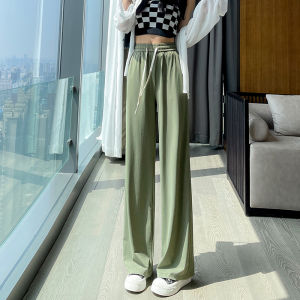 JIANGLU | Ice Silk Plus Size Sports Pants Women Summer Ultra Thin Loose Drapey Wide Leg Casual Trousers High Waist Long Pants