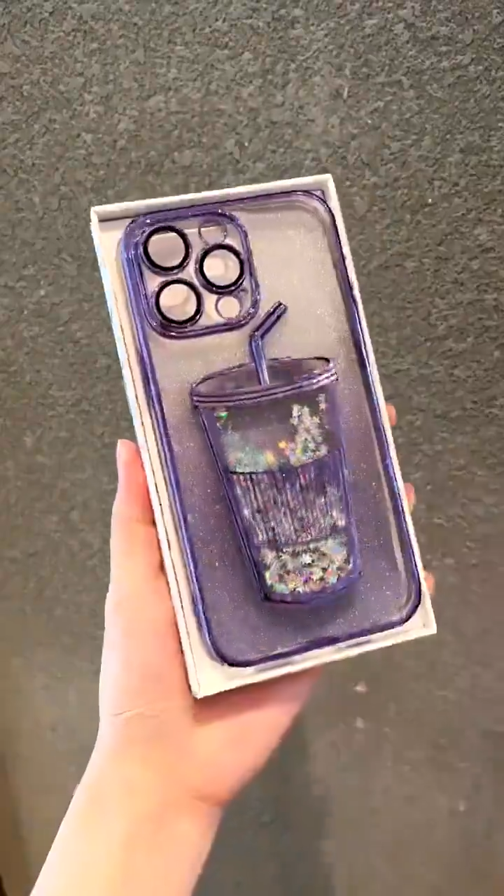 Luxury Glitter Case iPhone 11 12 13 14 15 pro max Gradient Quicksand Milk Tea Cup Shockproof Silicone Casing iPhone 11 12 13 14 15 pro max Plating Softcase with lens protect