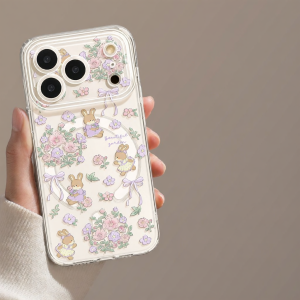 YOUSIDUN | is suitable for Apple 18promax mobile phone case iphone18pro all-inclusive 17pro internet celebrity model 16 flower bunny 13 magnetic suction 12 transparent 15 with stand 1717promax