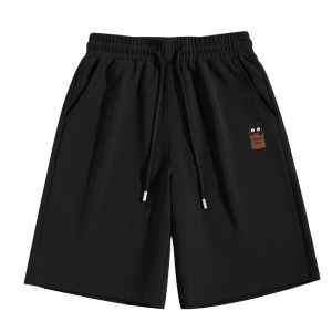 Warrior | Black Pure Cotton Men Loose Sporty Five-divided Shorts