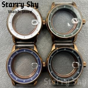 Starry Sky New 38mm Mens High Quality Coffee Brown Watch Case Suitable For NH35/ETA PT5000 Automatic Movement Watch Accessories