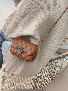 Hong Kong Ladies 2025 New Diamond Grid Chain Bag High Quality Leather Crossbody Bag Women Fashionable Casual Single Shoulder Bag