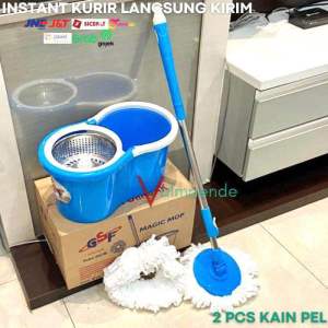 Pel Lantai Putar Pembersih Lantai Otomatis Magic Mop Set Ember Tongkat Kain Pel GSF 533