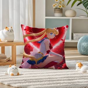 Bandai | Sailor Moon Tuxedo Mask Anime Plush Pillow Cover Soft Short Plush Cushion Cover For Sofa Bedroom Home Decor Gift Decoration