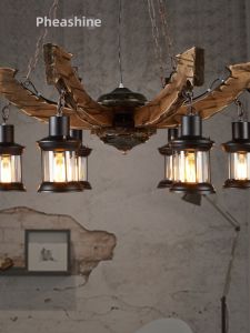 Pheashine | Retro Industrial Style Anchor Wooden Chandelier