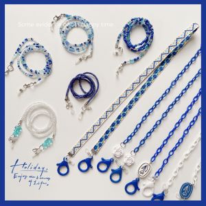 Klein Blue Beaded Chain for Masks Bluetooth Headphones Glasses Necklace