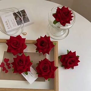 Kẹp tóc hoa hồng Phụ kiện tóc nữ Phụ kiện kẹp tóc chất liệu vải nhung phong cách nữ tính dịu dàng - Happy Life 4U