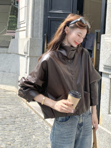 Caramel American Style Sweet Cool Biker Fashion PU Leather Jacket Womens New Autumn Large Female PU Leather Coat