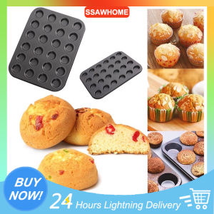 24 Holes Mini Muffin Macaroons Pudding Pan Mold Non Stick Baking Tray Mini Round Pudding Mold Cupcake Mold Baking Supplies