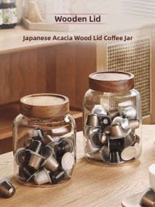 Food Grade Glass Sealed Storage Jar Coffee Capsule Preservation Container Tea Bag Storage Box Kitchen Organization Accessory