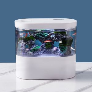 USB Mini Desktop Aquarium Built-in Water Pump / LED light / Filter Self circulation and self circulation goldfish tank