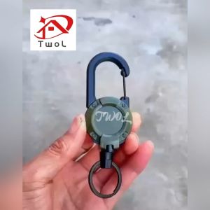 TWOL SHOP 1pcs Retractable Carabiner Wire Rope Buckle Keychain Anti-Lost Easy Pull Outdoor ID Badge Cord Holder