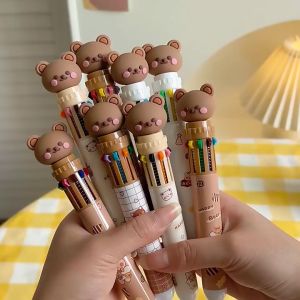 ปากกาลูกลื่น 10สี ขนาด 0.5 มม. ลายหมี ปากกาลูกลื่นหลากสี