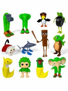 Đồ Chơi Mô Hình Người Cầm Thanh Gỗ Nước Ngoài Đồ Chơi Mô Hình Trẻ Em Hình Cá Mập Hình Chuối Hình Khỉ Hình Voi Hình Gấu Bò Đồ Chơi Mô Hình