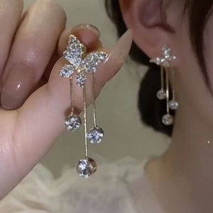 Yukis Long Tassel Butterfly Drop Earrings For Women 2023 Fashion Hanging Women Earrings Jewelry Girls GIfts Pendant Dangle Earrings