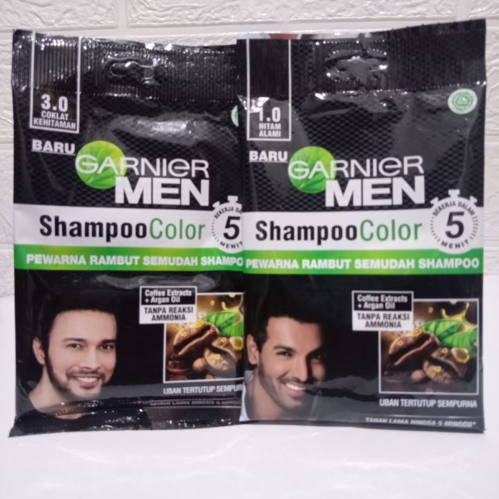 Garnier Men Shampoo Color / Pewarna Rambut Semudah Shampoo Lazada