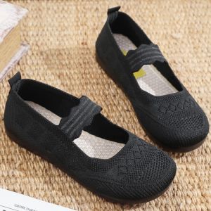 Casual Spring 2024 New Arrival Womens Flat Shoes Flying Woven Old Beijing Cloth Shoes Slip-on Broadband Mothers Shoes