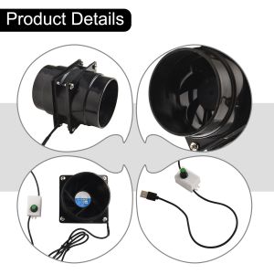 Exhaust Fan Fan 10.5x8x6.5 Cm 5W Air Quality Fans Air Ventilation Fan Black Duct Exhaust Energy-efficient Design