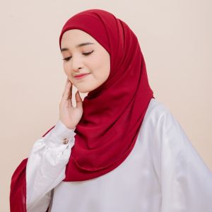 NELAFA HIJAB PASHMINA TALI INSTAN KERUDUNG PASHMINA CERUTY BABY DOLL HIJAB WANITA TERBARU PASHMINA MELAYU