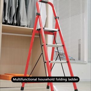 Ladder [load bearing 150KG] 3/4/5/6 steps home aluminum alloy folding step ladder multifunctional home ladder handrail ladder portable furniture non-slip lightweight folding ladder home and kitchen ladder aluminum heavy
