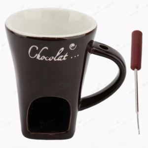 Chocolate Melting Cup Chocolate Melting Fondue Mug Ceramic Butter Warmer Pot Chocolate Melting Supplies with Fork for Kitchen