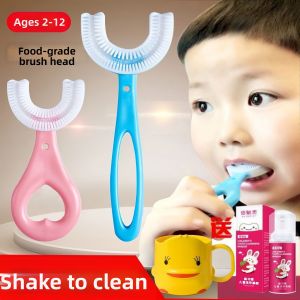 JIMEI| U-shape Soft Silicone Childrens Toothbrush 2-12 Years