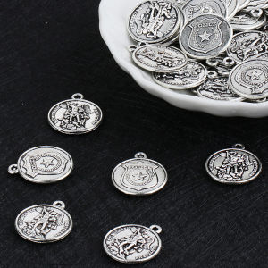 10Pcs Catholic Carved Saint Michael The Archangel Medal Pendants St.Michael Charms for DIY Jewelry Making Accessories