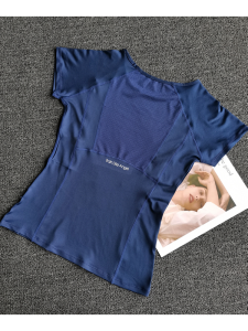 Womens Summer Sport Short Sleeve Mesh Quick Dry Breathable Yoga Top Slim Fit Elastic Training Running Fitness T-Shirt