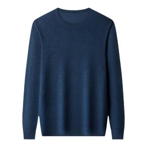 ROMON | Romon Mens Knitted Wool Sweater Fashionable Solid Color Slim Fit Round Neck Pullover Autumn Business Casual Long Sleeve Shirt