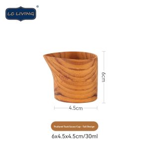 LC LIVING | Solid Teak Wood Handmade Dipping Sauce Dish