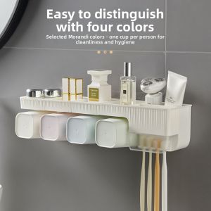 No-drilling Wall-mounted Toothbrush and Tumbler Rack