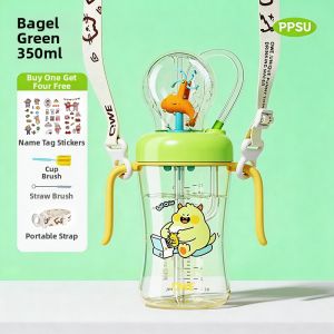 QWE | PPSU Fountain Drinking Straw Cup for Children Aged 3-5 and Above