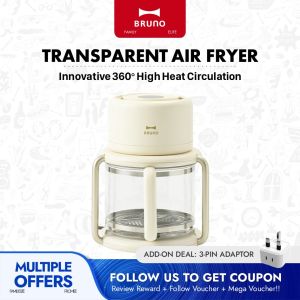 BRUNO 3.5L Air Fryer 360° See-Through Electric Fryer Oil-Free Fryer BOE122