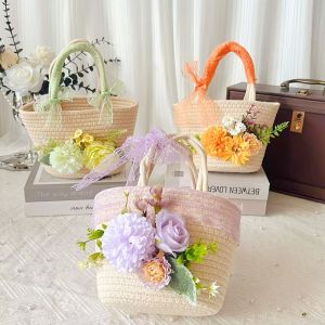 New Mothers Day Summer DIY Material Artificial Flower Weaving Handbag Womens Festival Warm up Activity Team Building Bag